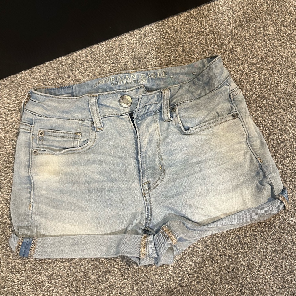 American Eagle Outfitters Blue Jean Shorts Casual Cut-Off Sz 4